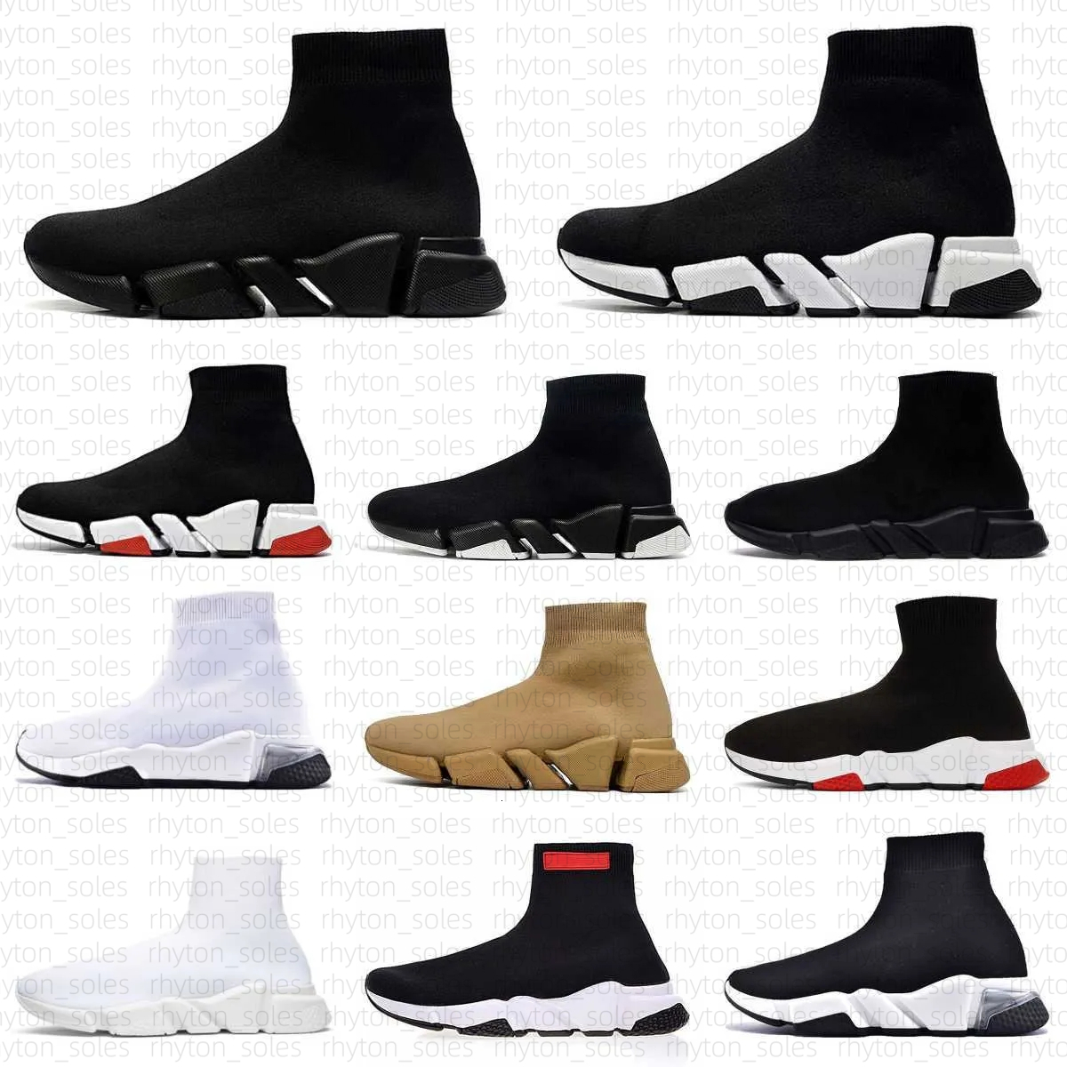 Designer speed shoes men women Graffiti White Black Red Beige Pink Clear Sole Lace-up Neon Yellow socks speed runner trainers flat platform sneakers casual 36-45