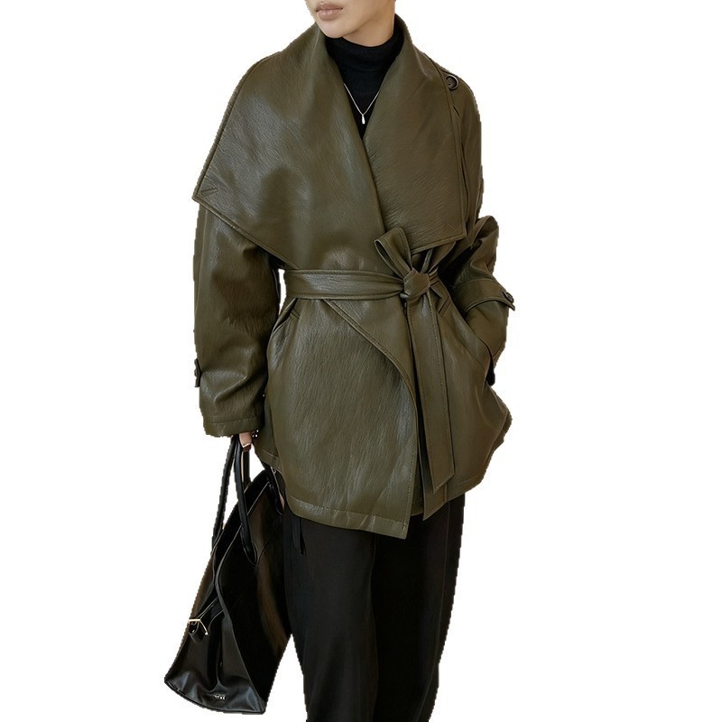 Street Leather Coat Womens Set Y2k Asymmetric Sleeveless O-Neck Cape Town Ultra Thin Zipper Jacket Autumn/Winter Womens Wear 241128