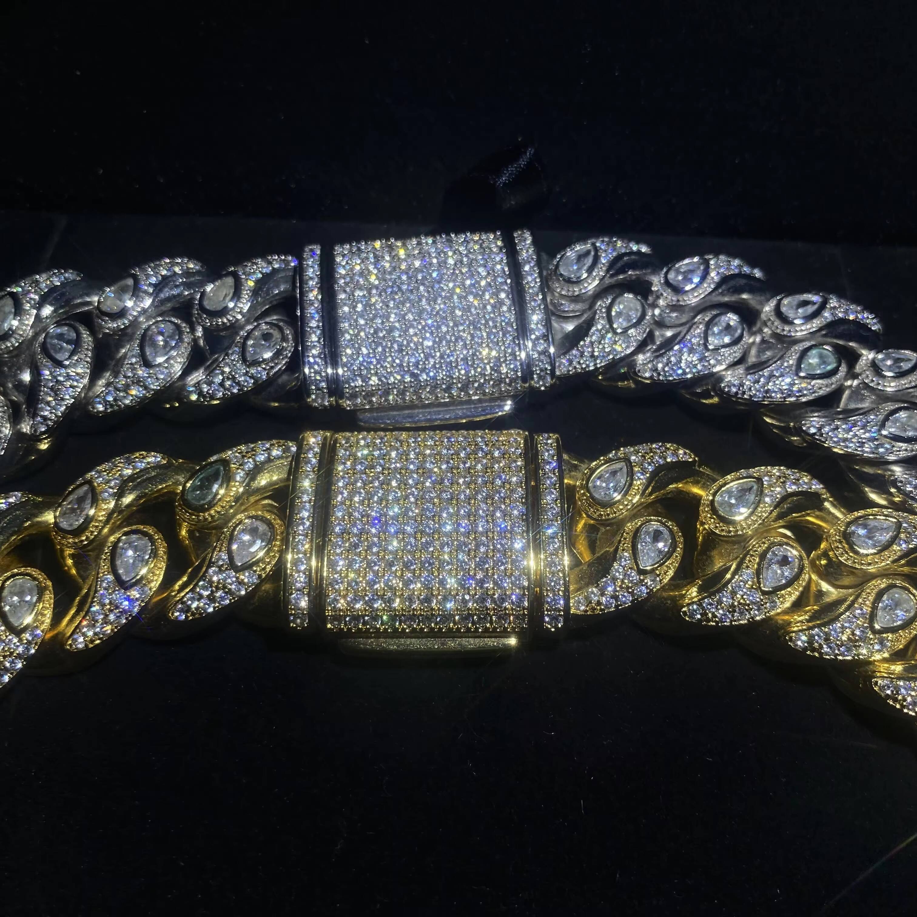 YSS JEWELRY 925 Silver 19mm Snake Eye Cuban Chain