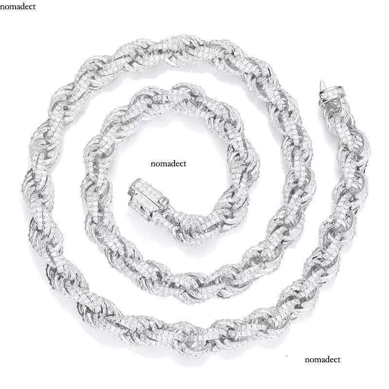 Wholesale VVS D Color Moissanite Hip Hop Cuban Necklace Link Iced Out Tennis S Sier 8mm Rope Chain e7