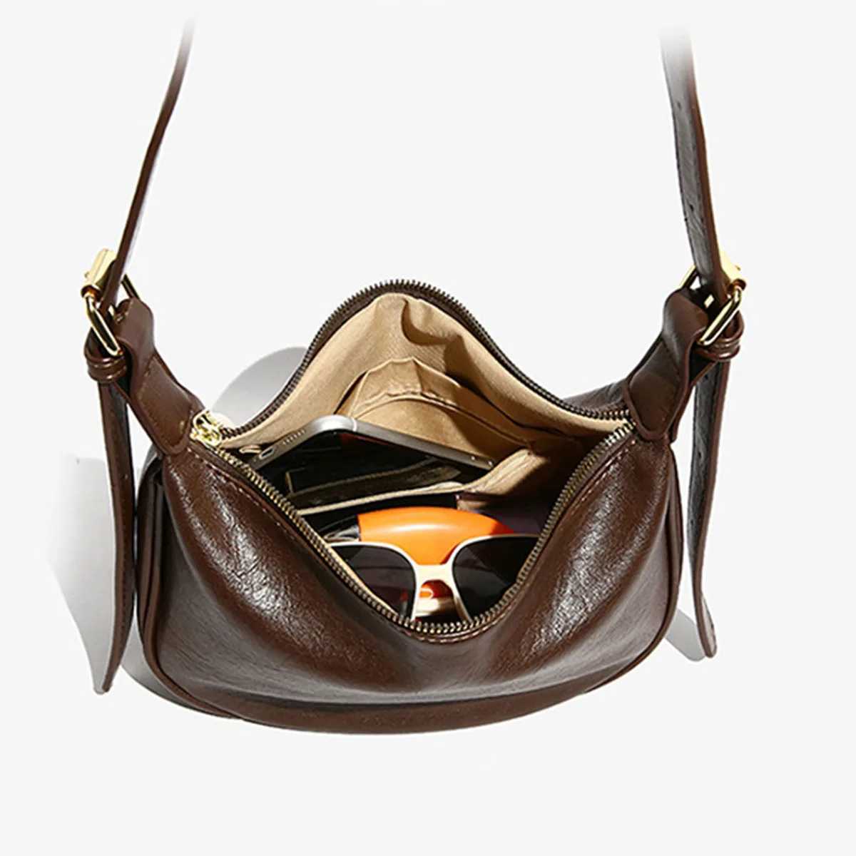 Shoulder Bag for Women Crossbody Bag Womens Lightweight Hobo Bag Vintage Leather Crescent Bag Solid Color PU Leather Dumpling Z250918