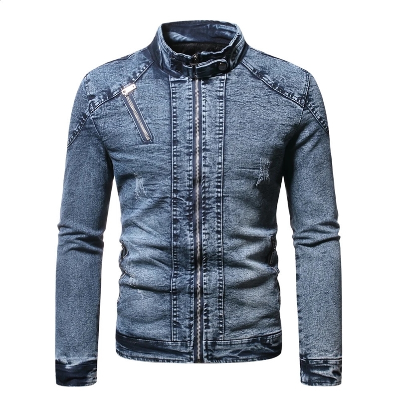 Fashion spring casual jacket mens velvet street clothing denim jacket rack collar denim jacket mens slim fit jacket 241203