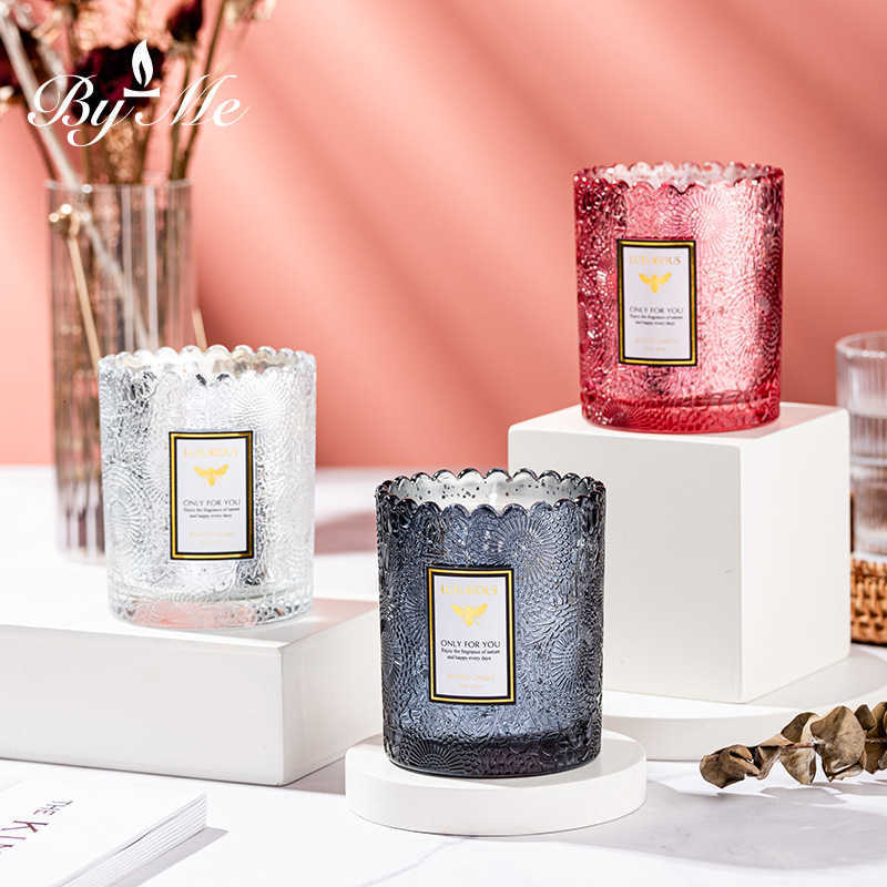Electroplated color lace-edge relief starry sky cup scented candle with fragrance oil for bedroom non-smoking candle X250203