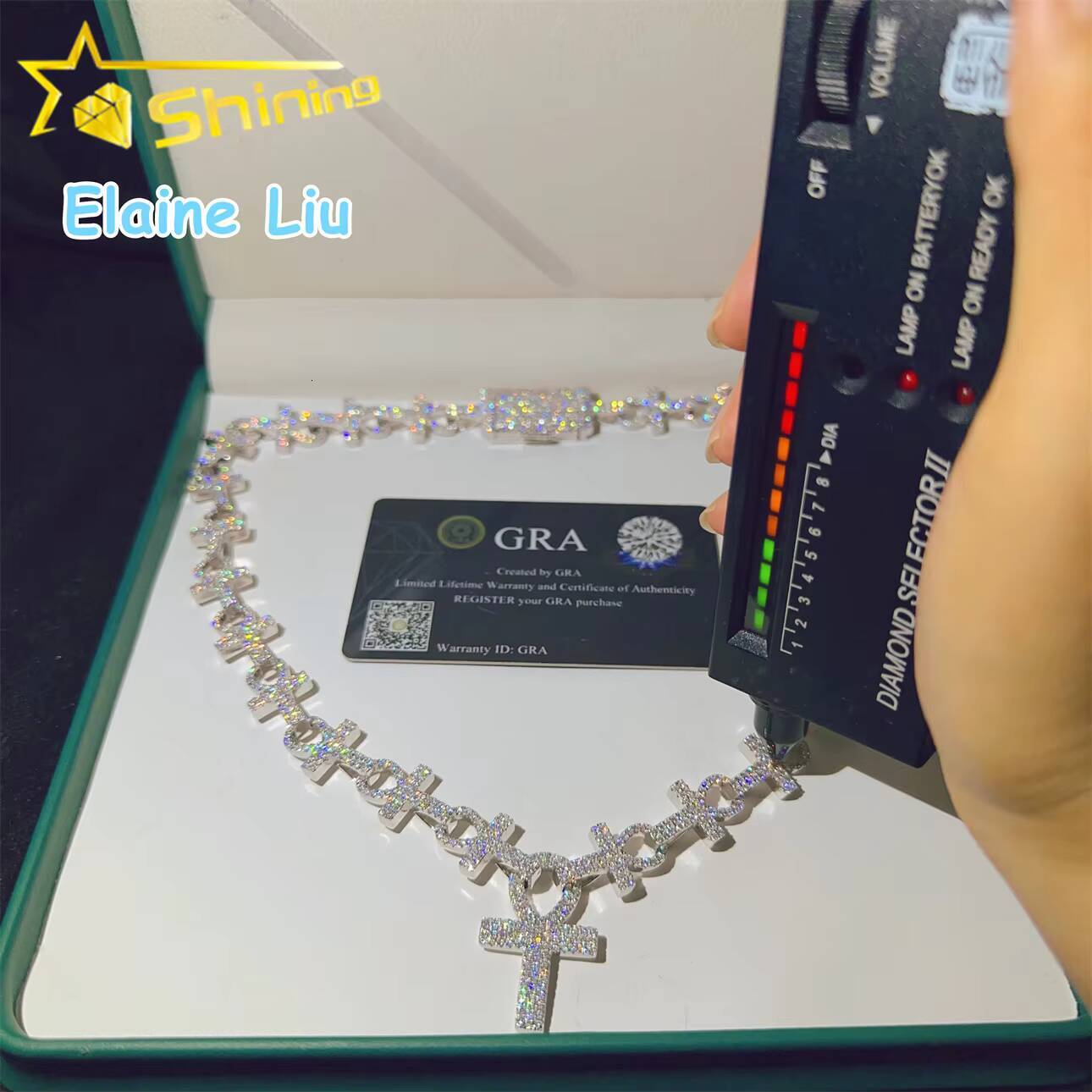 VVS Moissanite Diamond Miami Cuban Necklace 13mm Hip Hop Jewelry Sterling Silver 925 Cuban Link Chain Necklace