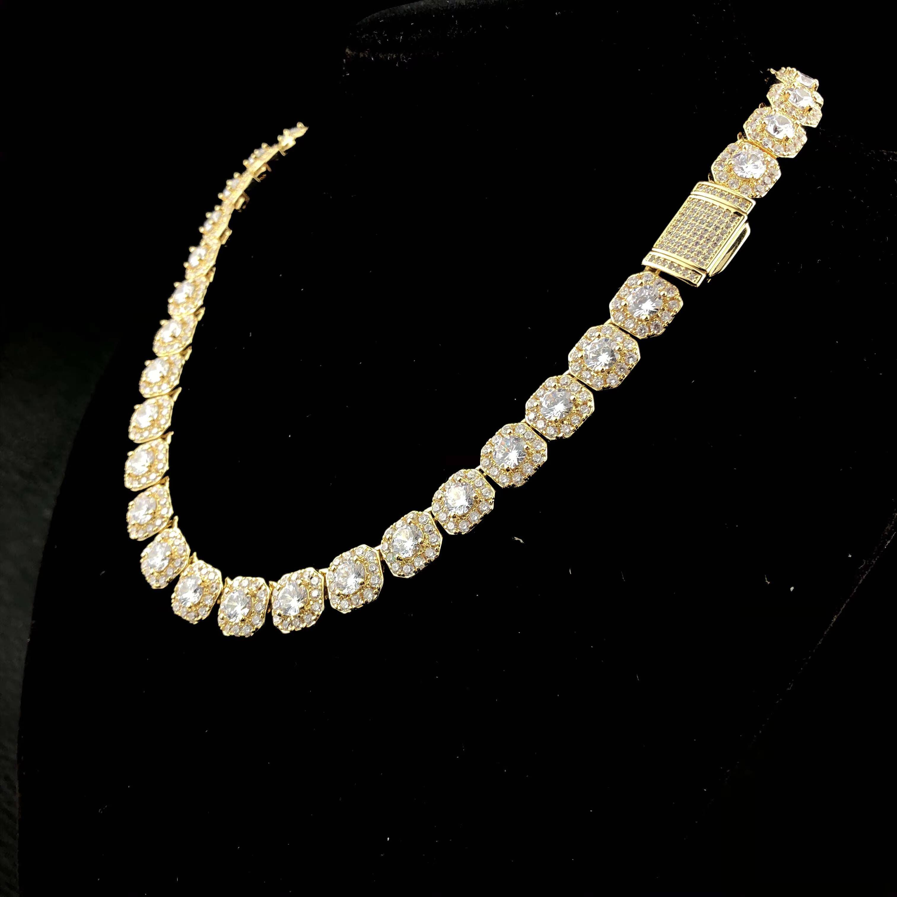 YSS Jewelry 10mm Mens Ice Clout Clustered Tennis Chain Necklaces