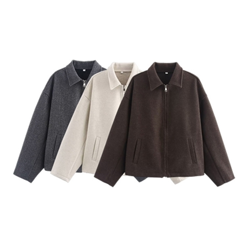 TRAF Womens Solid Colour Broad Tweed Jacket Fashion Style Lapel Long Sleeve Blouse Jacket Winter Womenswear 241220