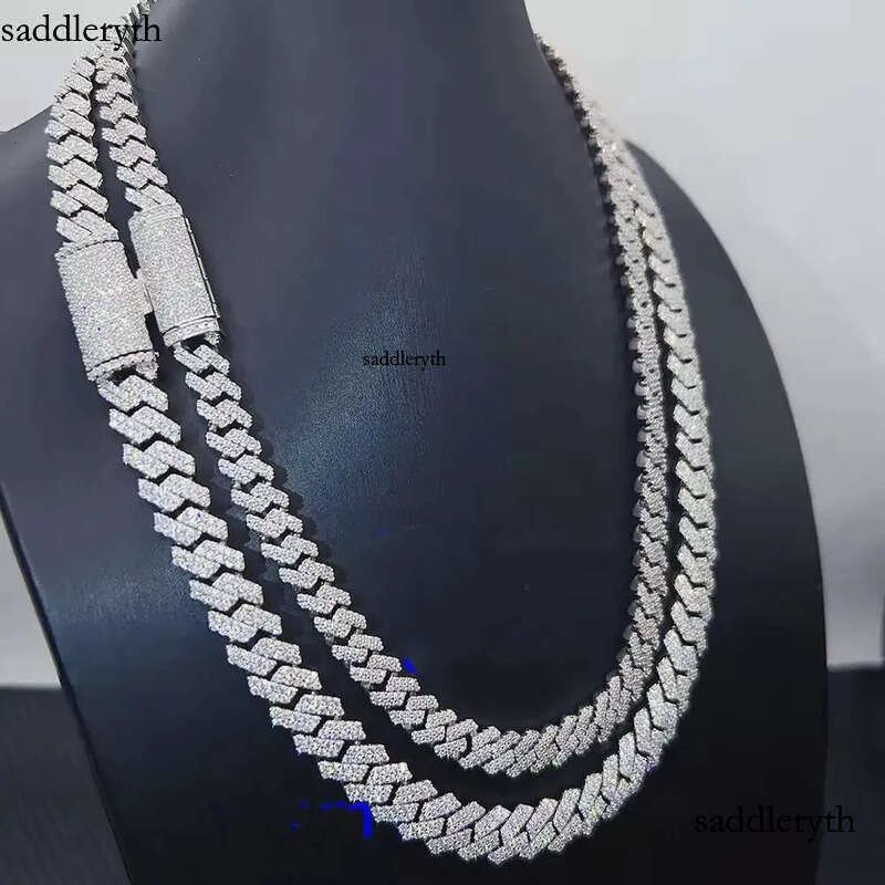 designer moissanite ice out dia 14mm wide GRA gold sterg sier cuban k chain for men fashion necklace with box da