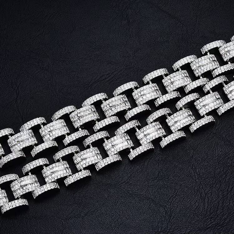 JWY Customized Trend High Quality 925 Brass Moissanite Hip Hop Necklace Chains Silver Plated Copper New Arrival Cuban Link Chain 1pcsopp Bag