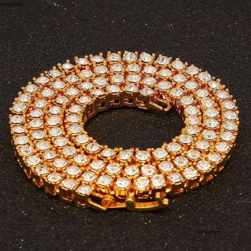Mens Dia Iced Out Tennis Gold Necklaces Fashion Hip Hop Jewelry Moissanite Chain Necklace 3mm 4mm 5mm 34