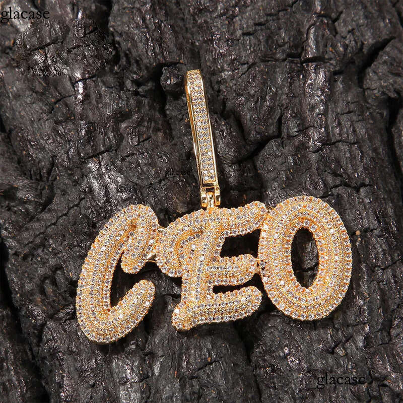 Custom Letters Name Pendant Necklace Charm Bling Iced Out Zircon Real Gold Plated For Men Women Jewelry