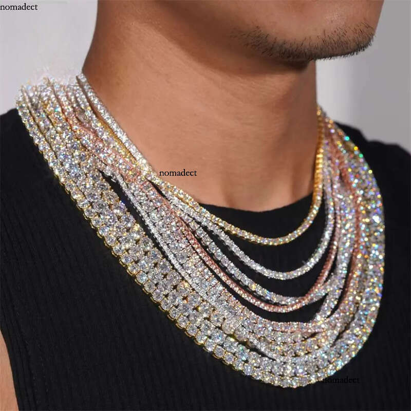 Bulk Stock Hip Hop Iced Out Jewelry Sterling Sier VVS1 2mm 3mm 4mm 5mm 6.5mm Moissanite Dia Cluster Tennis Bracelet 80