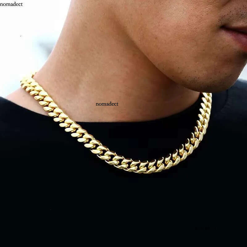 Cheapest Price 10mm Rapper Jewelry Stainless Steel Necklace Hip Hop Gold Plated Miami Cuban Link Chain 1a