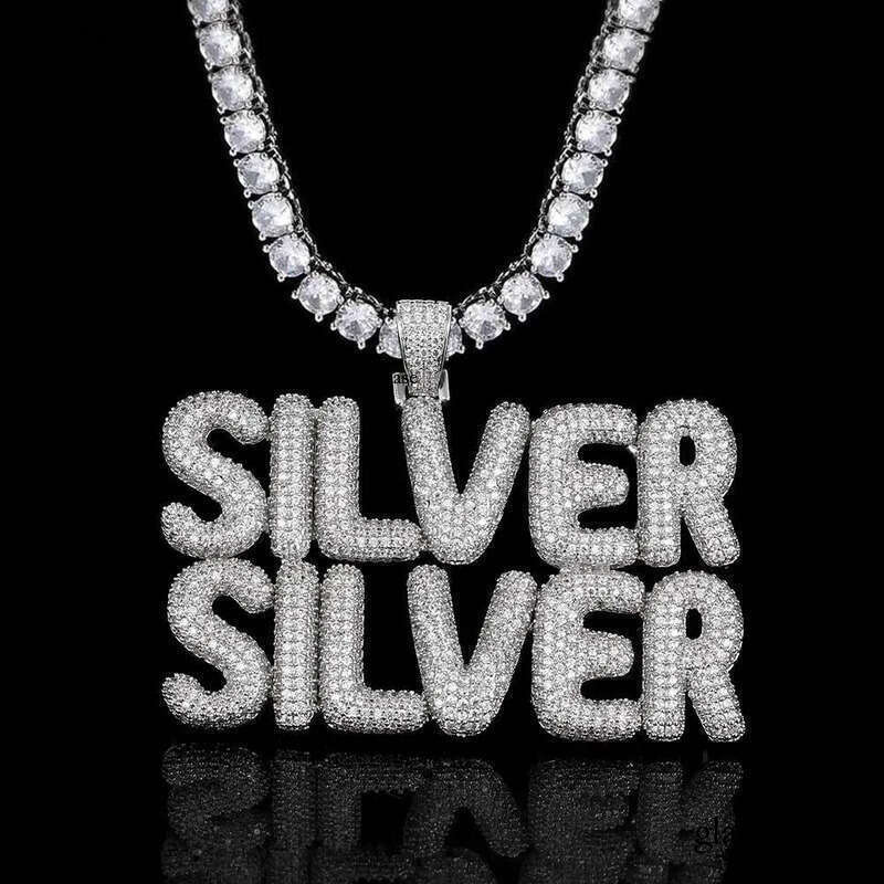 TopBling Hip Hop A-Z Custom Pendant Necklace Charm Bubble Letter Real Gold Plated Women Men Jewelry Gift