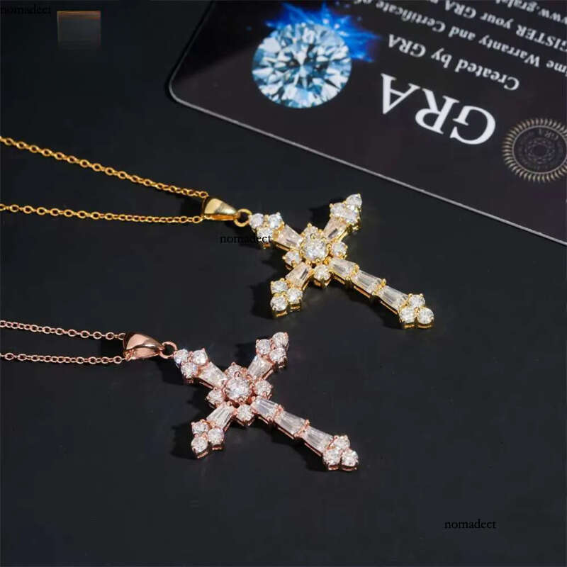Pass Tester Classic Iced Out Hip Hop Style Link Chain Sier VVS Moissanite Dia Women Jewelry Cross Pendant Necklace dc