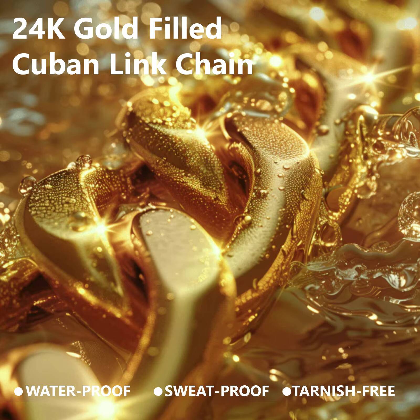 24K Gold Filled Sterling SilverCuban Link Chain Waterproof No Color Fading Women Men Jewelry Gifts 3mm 5mm Miami Cuban Necklace