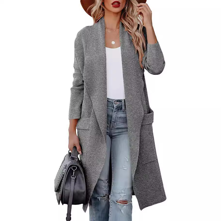 High-end Winter Coat Autumn Women's Casual Long Woolen Slimming Jacket