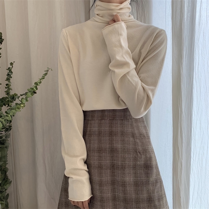 Stretch Women Sweaters Turtleneck Pullovers soft Primer Shirt Long Sleeve Korean Slim-fit Tight Sweater 2020 Autumn Winter Solid LJ201126