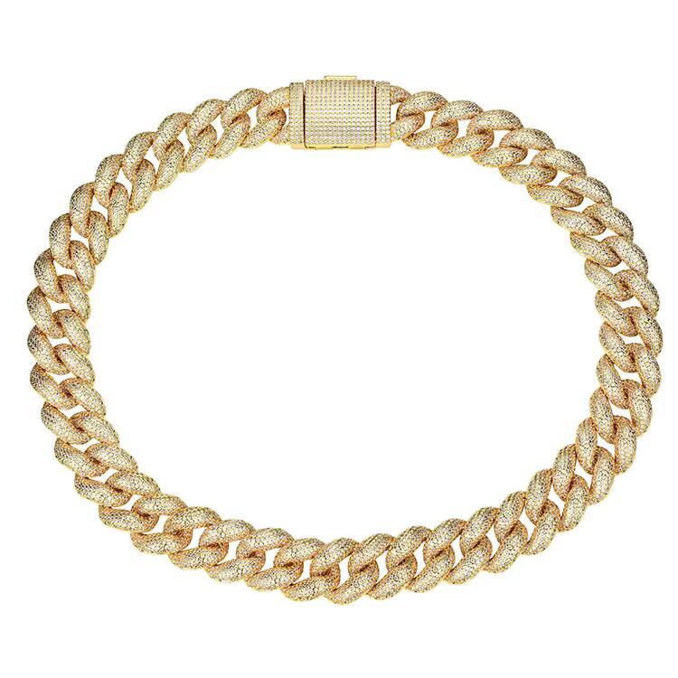 JWY Mens Jewelry New Trendy FullFilled Diamond 18mm Miami Cuban Link Chain Hip Hop Cuban Necklace Silver