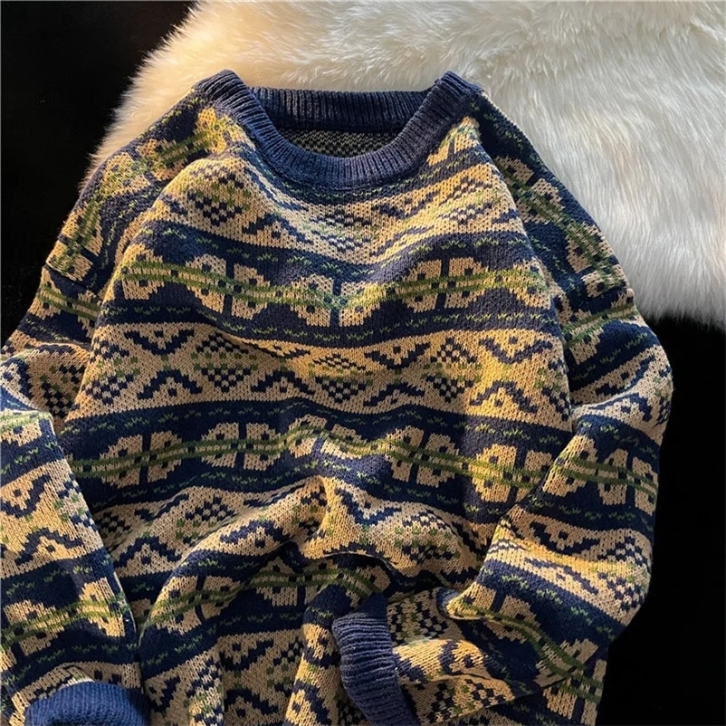 Men's Sweaters Mens Sweater Vintage Pullover Turtleneck Casual sweaters for men clothing geometry pullovers Casual Male clothes 231026