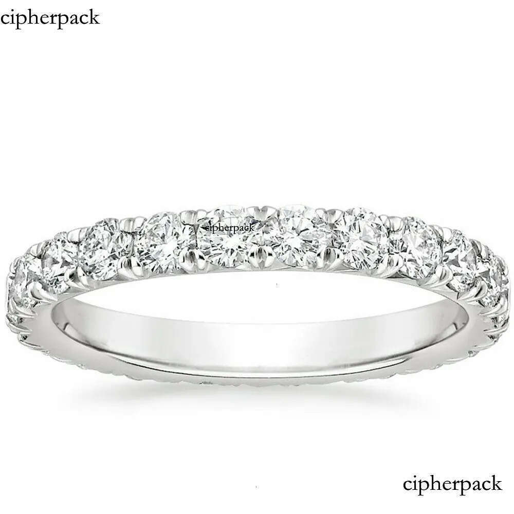 Rings AEW Solid 14K 585 White Gold 1.2ctw 2mm DF Color Eternity Wedding Band Moissanite for Women Ladies Ring J0112 8a