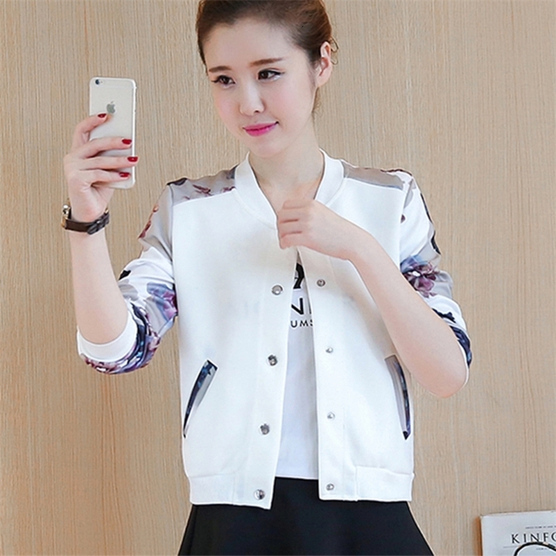Fashion Spring Bomber Jacket Coat Women Flower Thin Female Jacket Long Sleeve Basic Jackets Elegant Women Plus Size Clothes 201126