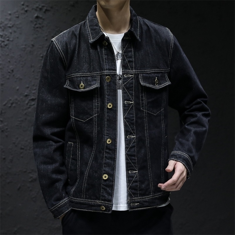 Men's Jackets Denim Jacket Men Black Jeans Jackets Coats Causal Streetwear Bomber Jacket Mens Turn Down Collar Outerwear Plus Size M-5Xl 230311