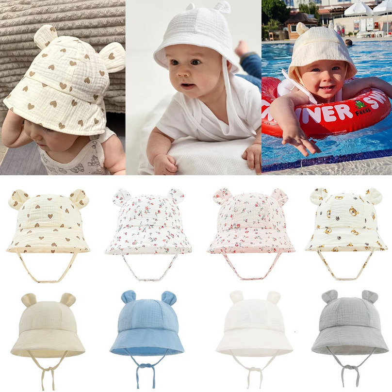 Muslin Cotton Baby Hat Summer Infant Cap Panama for Kids Soft Baby Sun Hats Girls Boys Bucket Hat Accessories Children 3-12M 250528