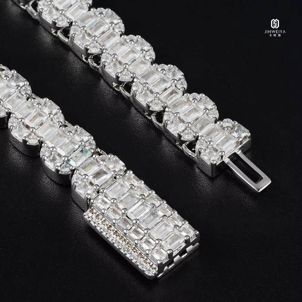 Pass Diamond Tester Large Stock Hip Hop Jewelry VVS Moissanite Diamond 925 Silver Iced Out Tennis Chain Necklaces