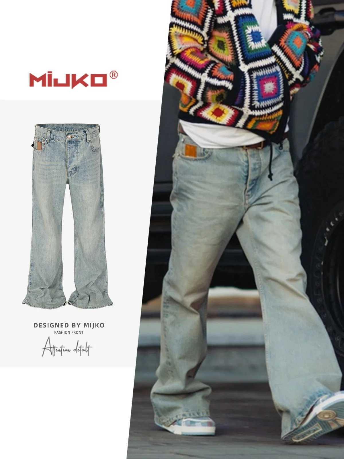 MIJKO New Mens Jeans Vintage Denim Pants Design TJ26 W250925