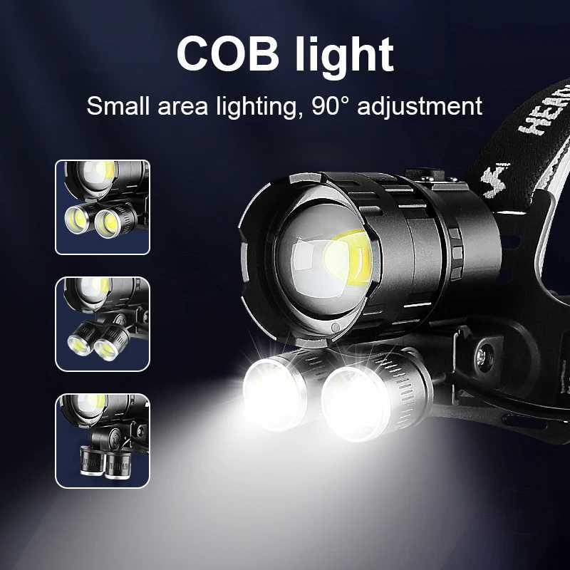 New XHP360COB Most Powerful Headlamp Super Bright Floodlight Rechargeable Led Head Flashlight Outdoor Camping Fishing Headlight J250925
