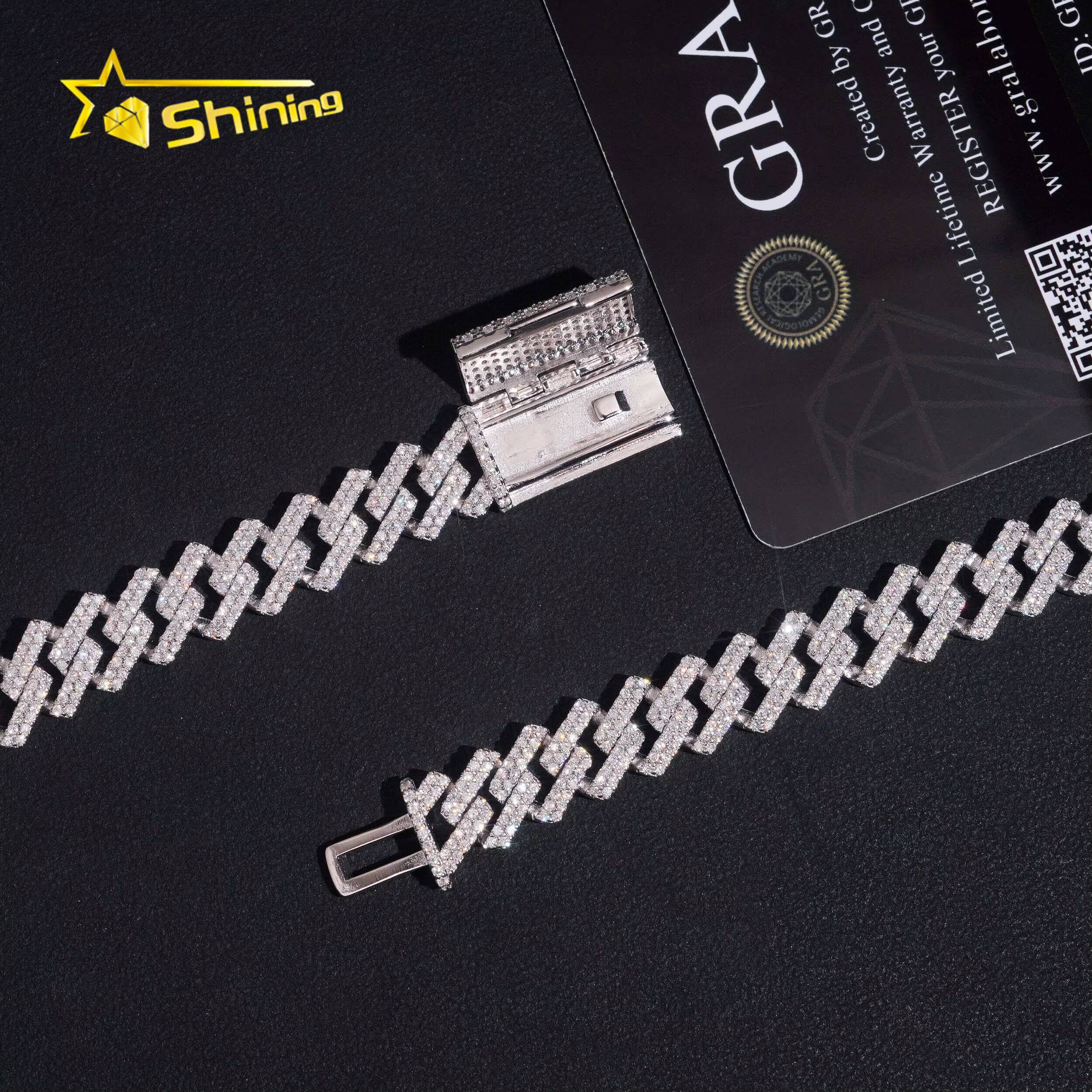 Hot Sale Moissanite 10mm Necklace Fine Jewelry VVS Iced Out Moissanite Pass Diamond Test 925Silver Hip Hop Cuban Link Chain