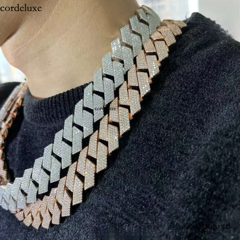 Pass Dia Test Cuban Link Chain 20mm 4 Rows with GRA VVS Moissanite Necklace Sier for Rapper Hip-Hop Jewelry Men 27