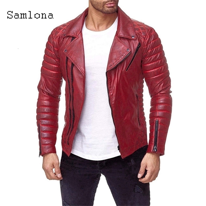 Men's Leather Faux Mens Pu Jackets Autumn Casual Motorcycle Jacket Biker Red Black Coats Pocket Zipper Overcoat Men Clothing 220913