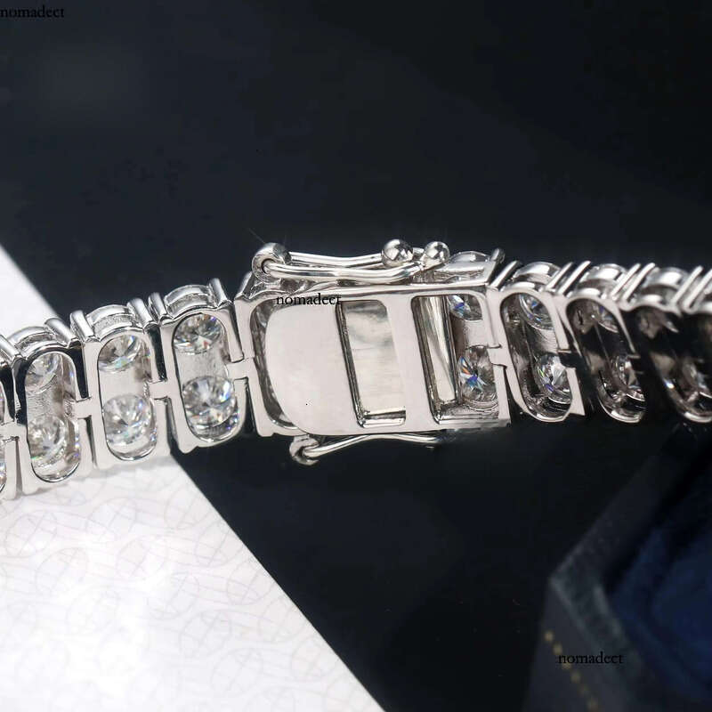 GRA Certificated Sier Double Rows Tennis Chain Gold Plated 5mm+5mm Moissanite S Jewelry Bracelet for Men Women