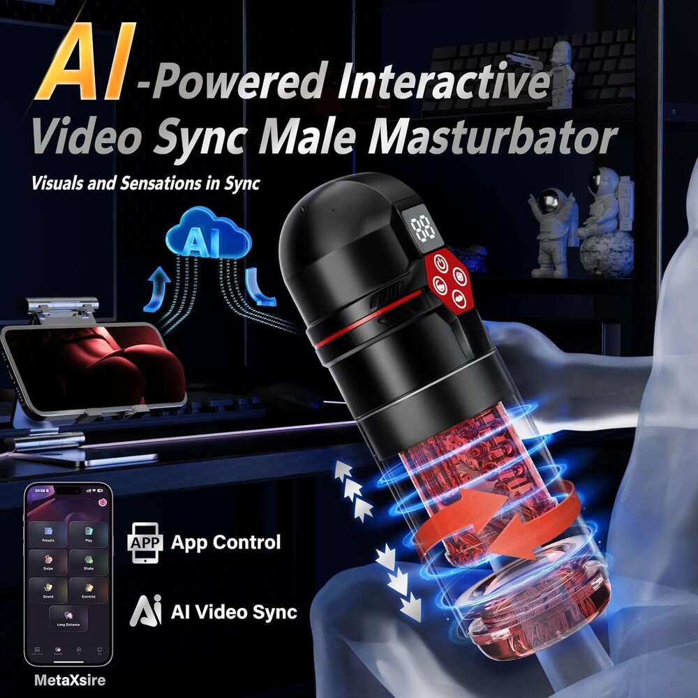 Mrgras Masturbator - AI Sync Male for Men with 12 S Vacuum Pump 7 Thrusting Rotating Vibrating Sucking Licking Adult Mens Sex Toys Pumps & Enlargers