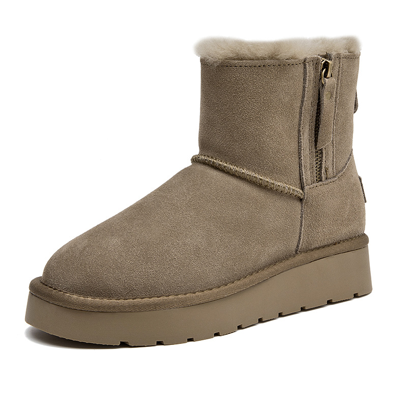 CE designer shoes Free shipping oxhide affordable luxury Winter anti slip snow boots with thick plush cotton shoes Delicate yellow plain