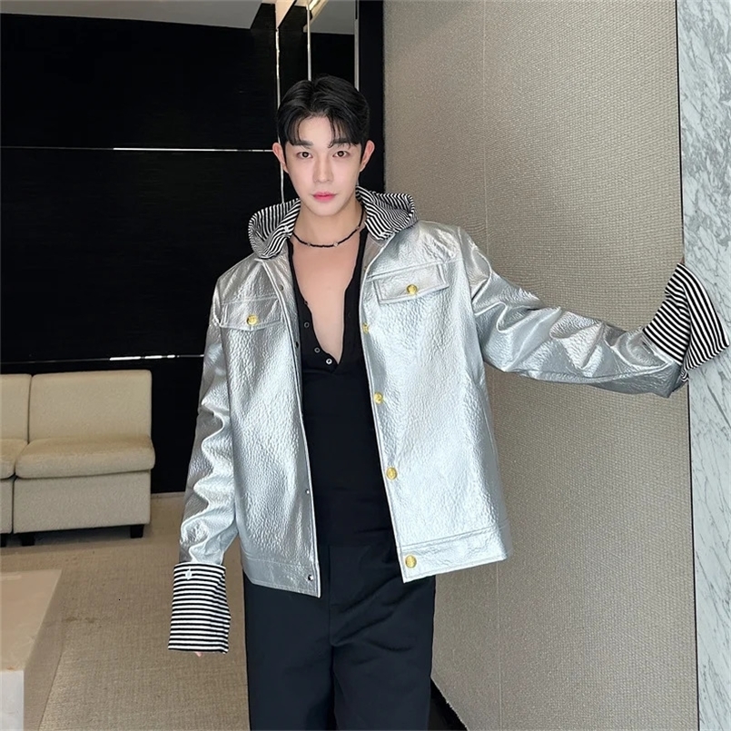 High Street Removable Hooded Mens Jackets PU Leather Casual Coats Solid Color Loose Male Clothing Autumn 250109