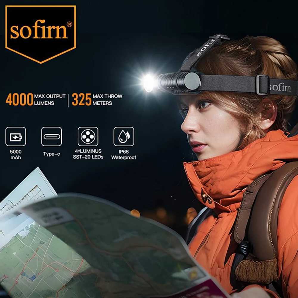 SOFIRN HS41 HEADlamp 4000lm 21700 USB C RechargeabLE with SST20 LED Torch Indicator with Tail Flashlight J2509251