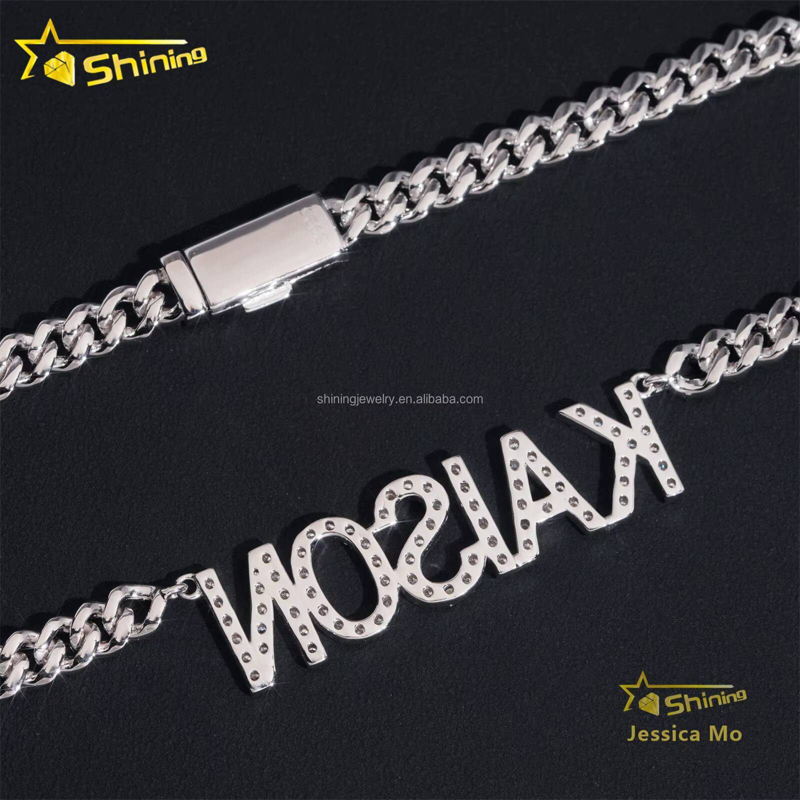 Personalized Elegant Women Gift Luxury Jewelry Iced Out Moissanite Diamond S925 Silver Name Initial Letter Pendant Necklace