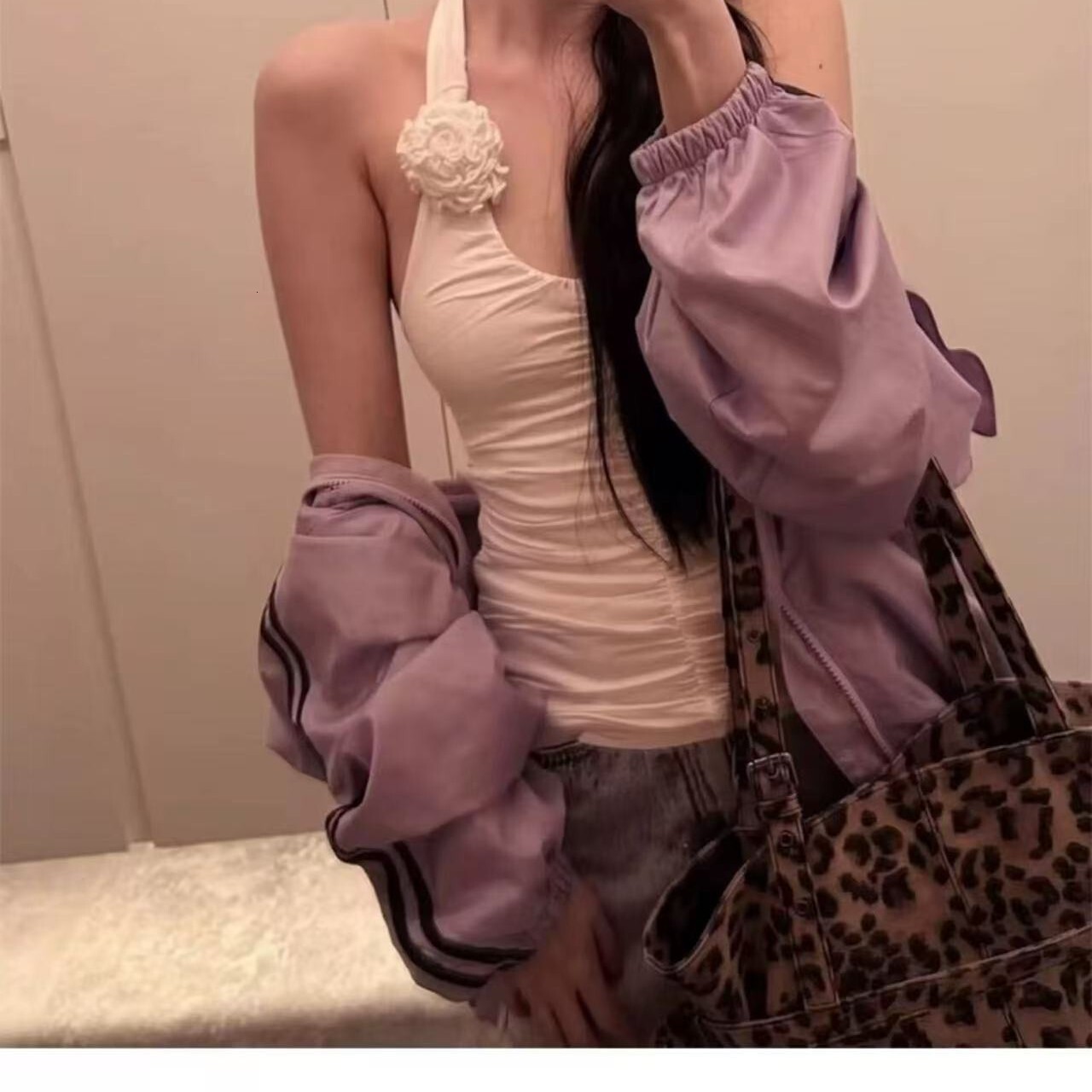 2025 autumn bag and winter new leopard print women's shoulder bag with large capacity, light luxury, niche design, commuting armpit bag, fashiona