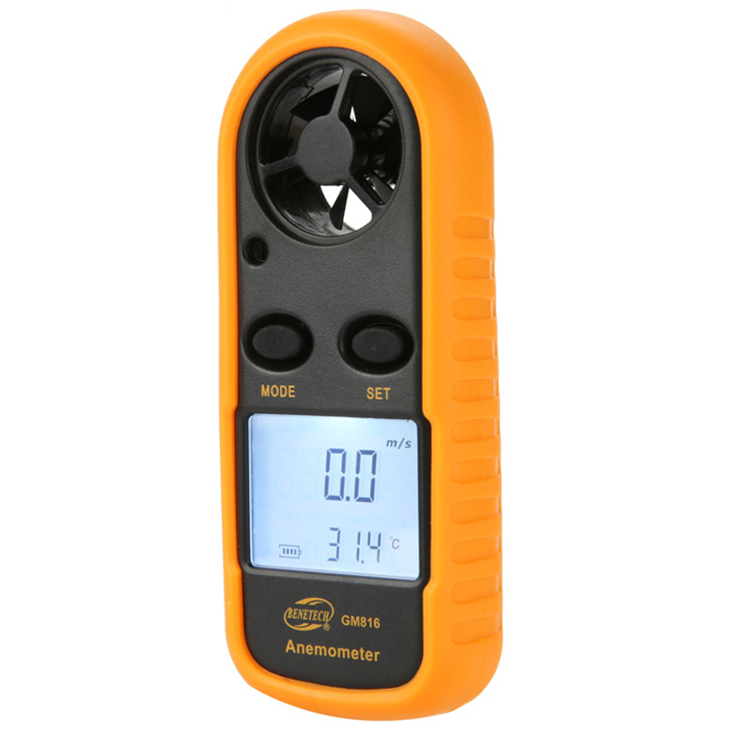 Digital Anemometer Handheld Wind Speed Meter Gauge Accurate Measures Wind Velocity Temperature With Wind Chill Backlight MAX/AVG Airflow Meter
