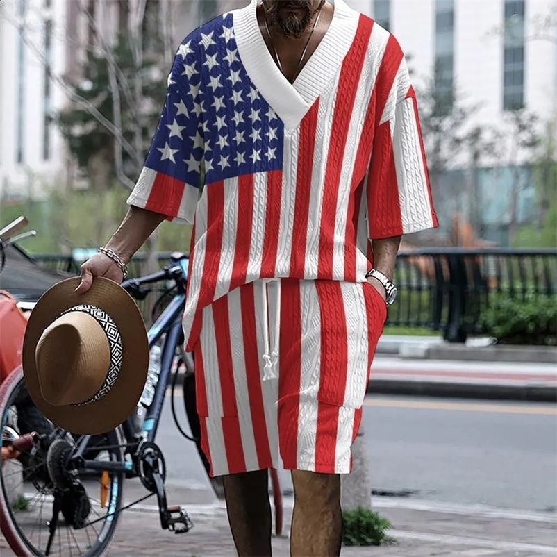 Retro plain knitted mens summer loose short sleeved V-neck zipper and short sleeved knitted two-piece mens oversized set 241203