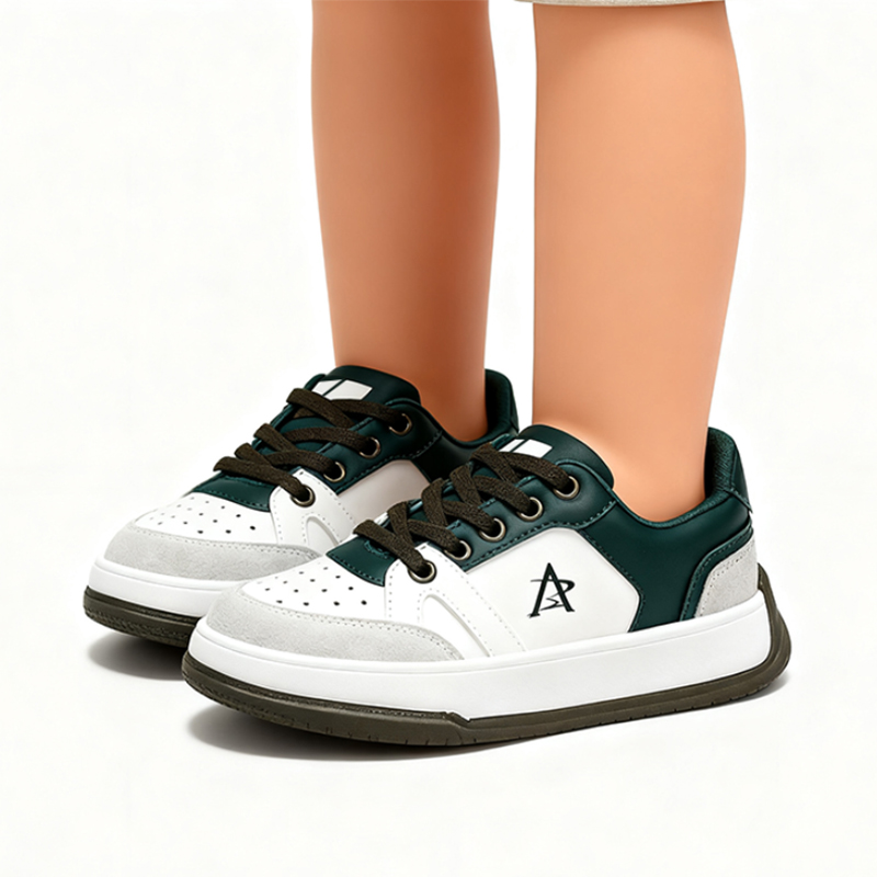 Casual Shoes Kids' Retro - Style Color - Block Casual Sneakers - Brown & Black Suede & Leather Mix, Lace - Up Design