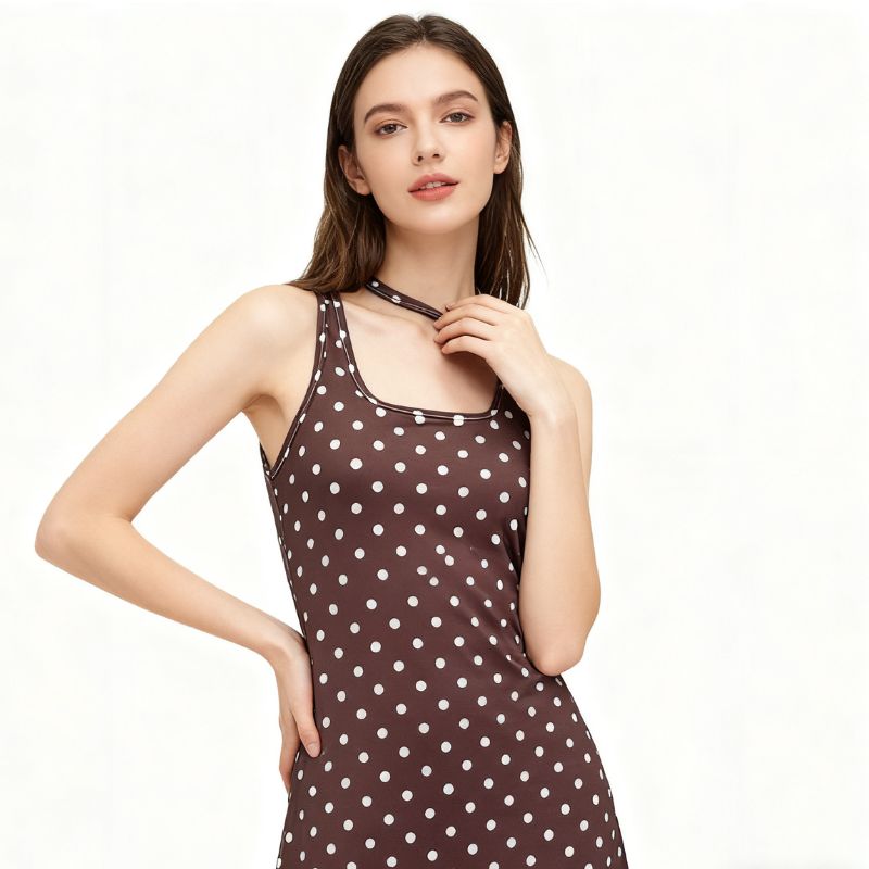 Women's Spring & Summer Polka Dot Elegant Midi Dress, Milk Silk Versatile Casual Commute Dress-CF55048