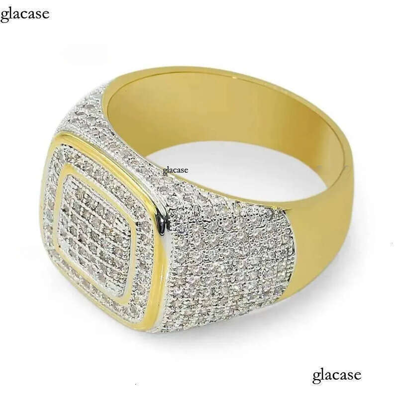 2024 Iced Out Jewelry Vvs Moissanite Men Hip Hop Real Gold Hiphop Gemstone Rings Zf Round m Champion Ring