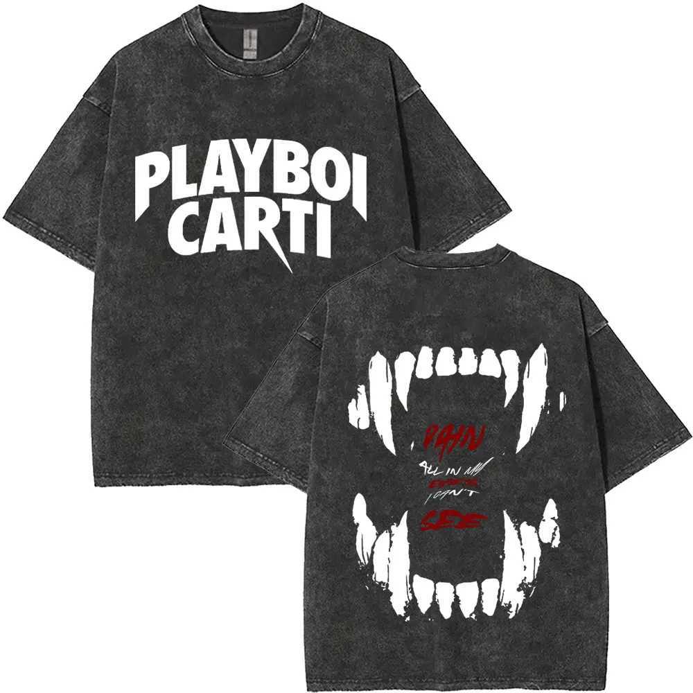 1Vintage Washed Carti I AM MUSIC 2025 Album Merch Tshirt Men Women Hip Hop Fashion Oversized Tshirts Opium Rap T Shirts9 D250925