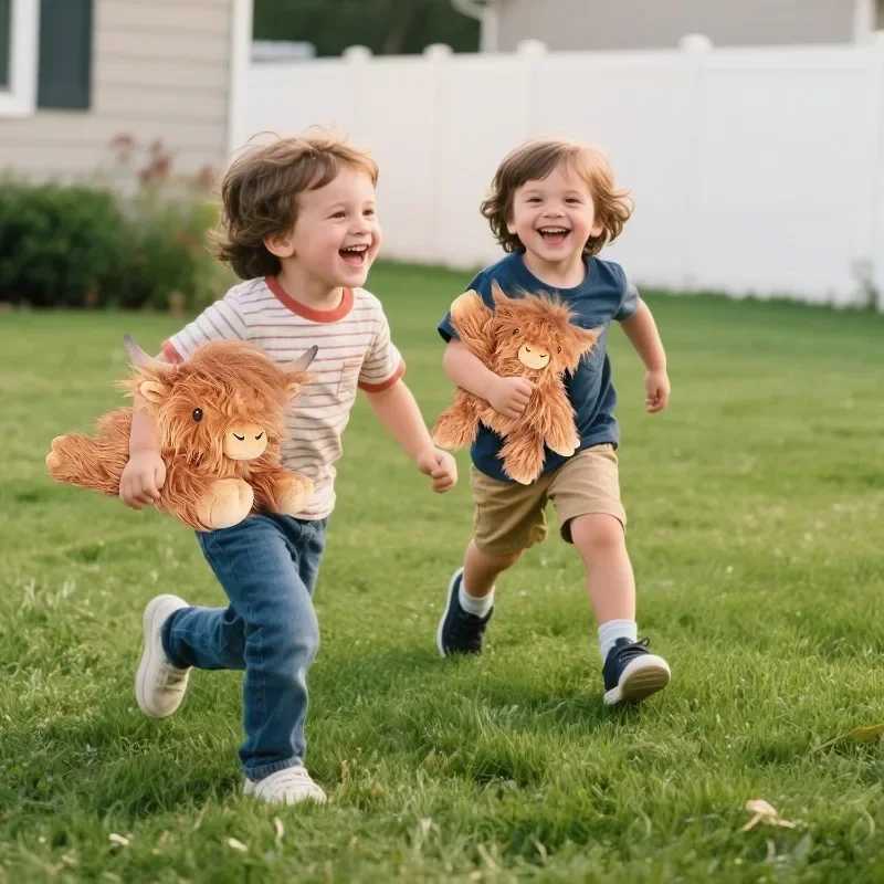 Kawaii Lying Highland Cow Plush Toy Soft Stuffed Animals Doll Highland Cow Puppet Cute Plushie Kawaii Kids Xmas Gifts Home Decor C250925