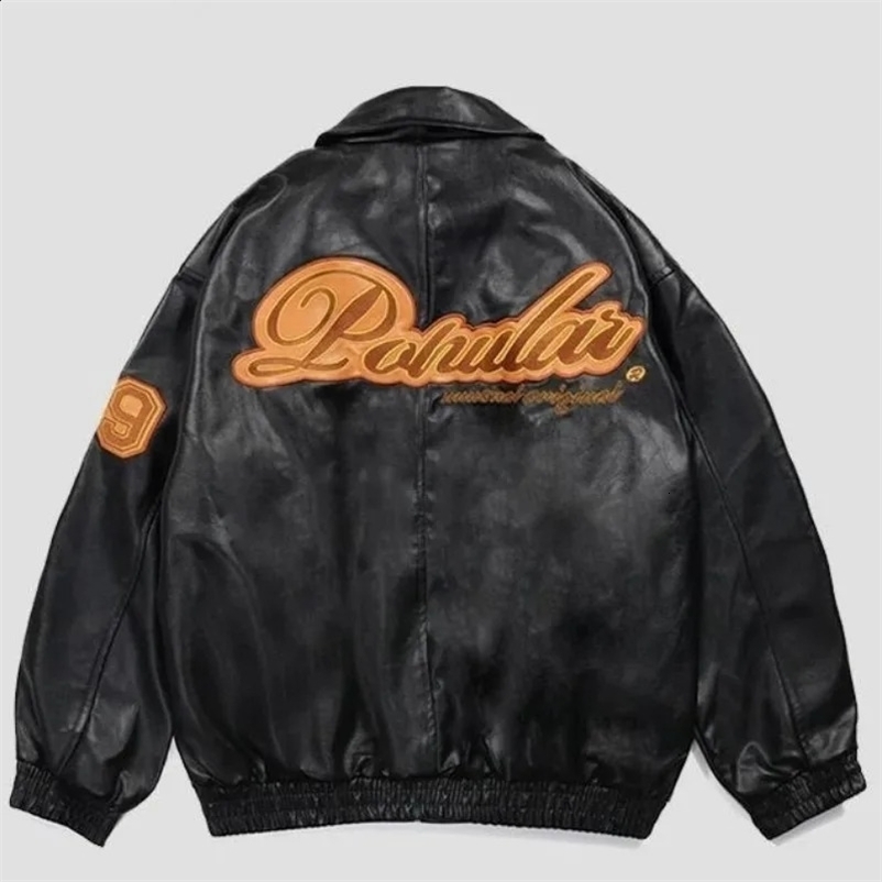 Retro Racing PU Leather Jacket Men and Women Letter Printing Lapel Motorcycle Jackets Women Y2k Japanese Streetwear Unisex 240809