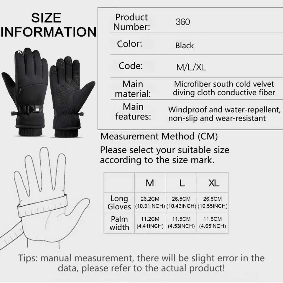 NOFOXO Ski Gloves Thermal Touch Screen Gloves Winter Warm Snow Gloves Windproof Outdoor Sports Gloves Driving Skiing Warm Z250925
