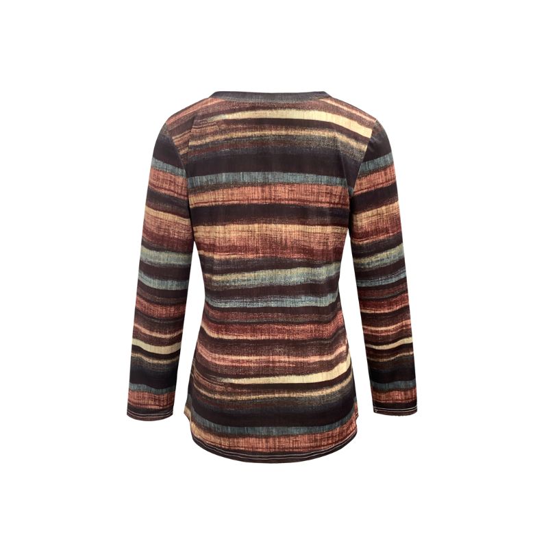 Women's Spring & Autumn Striped Casual Long - Sleeve Top, Elegant Fashion Milk Silk Blouse-CF42462